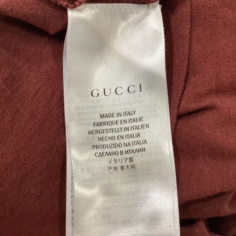 Gucci GG Kefia Print Round Neck T-Shirt in Maroon Cotton - Picture 4 of 12